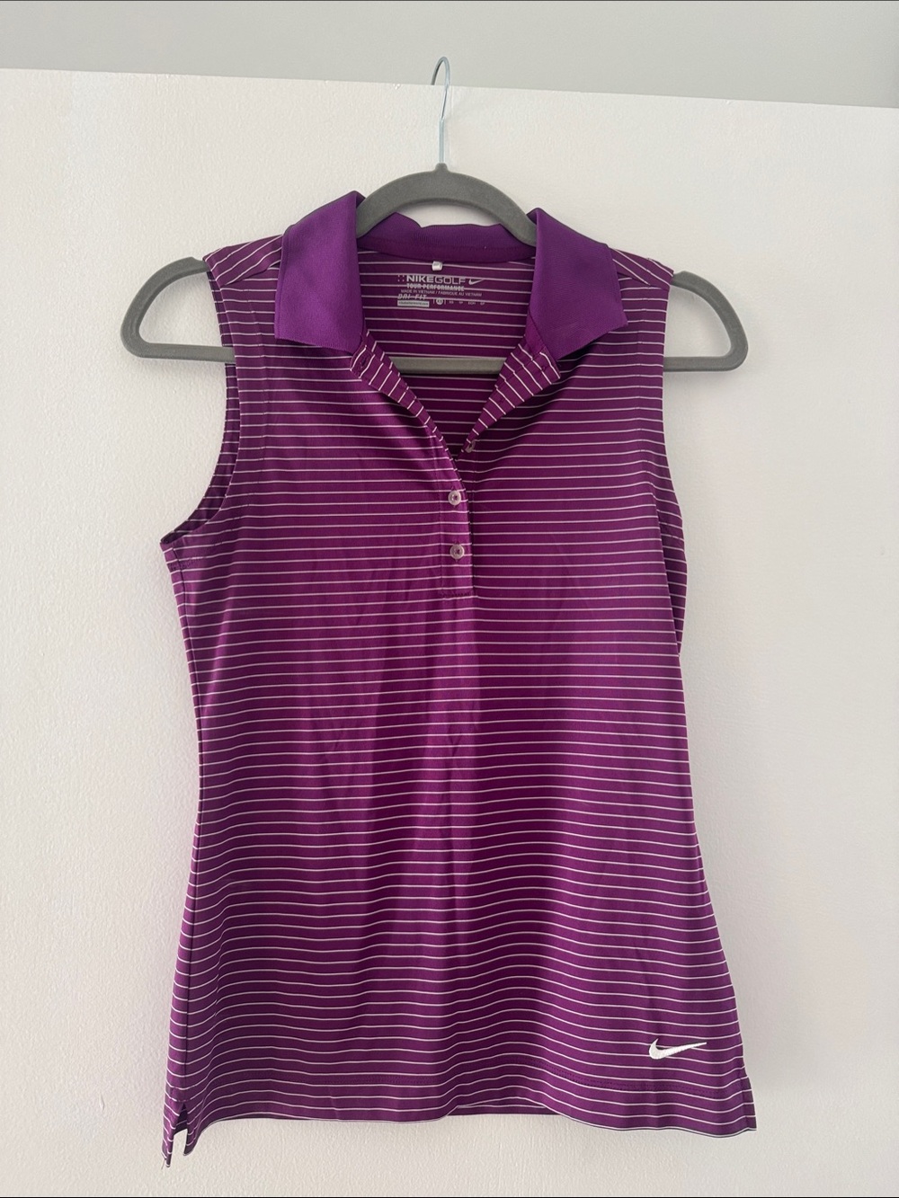 Nike Purple Striped Sleeveless Polo Tank Top